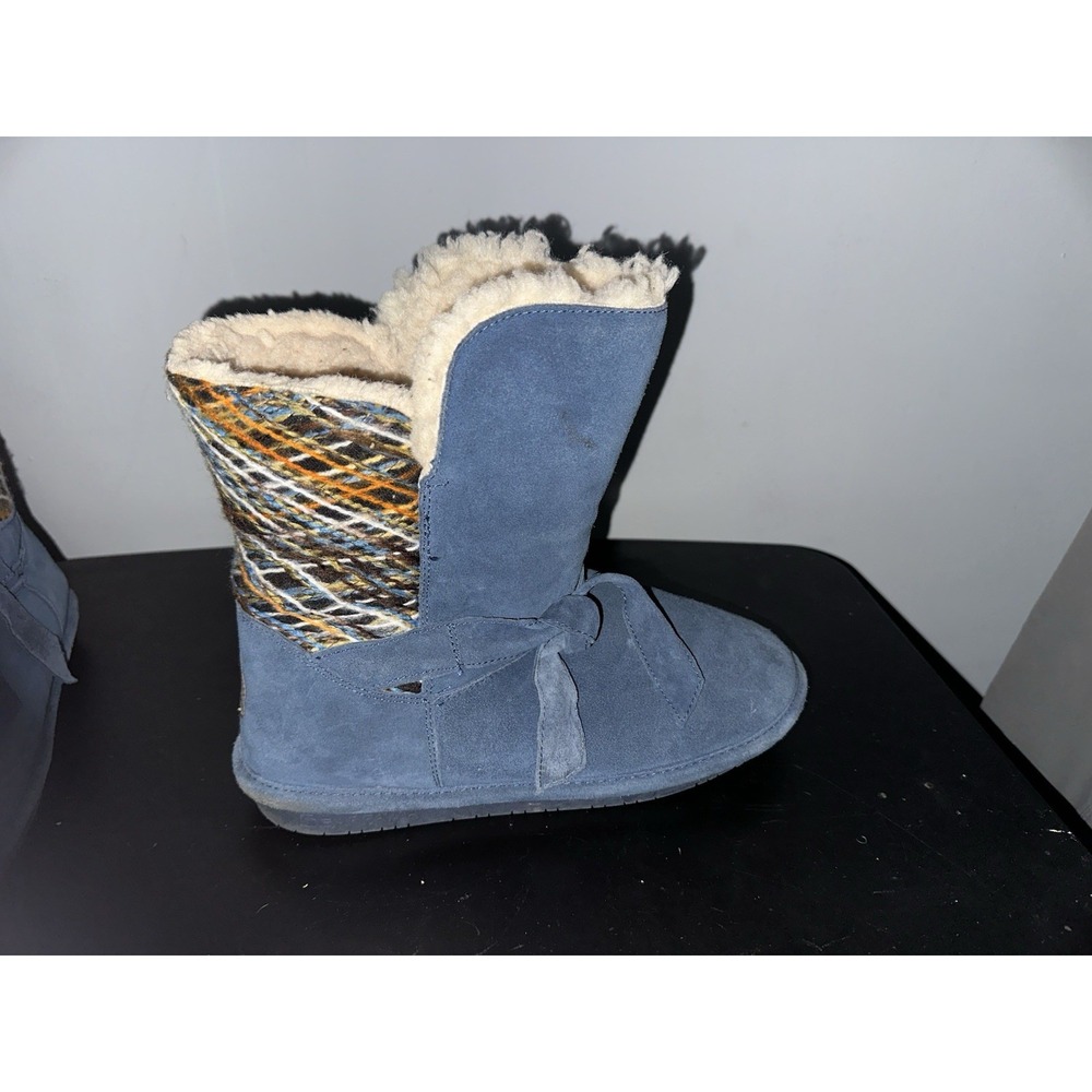 BearPaw Geneva Blue Cow Suede/ Knit Upper Sheraling Sheep Wool Size 12.